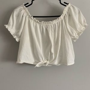 White flowy crop top